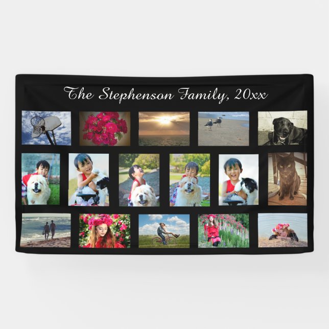 Custom 16 Photo Collage Horizontal Picture Banner (Horizontal)