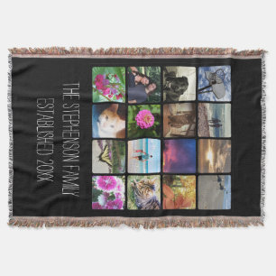 Custom 16 Photo Collage Vertical Mosaic Picture Throw Blanket