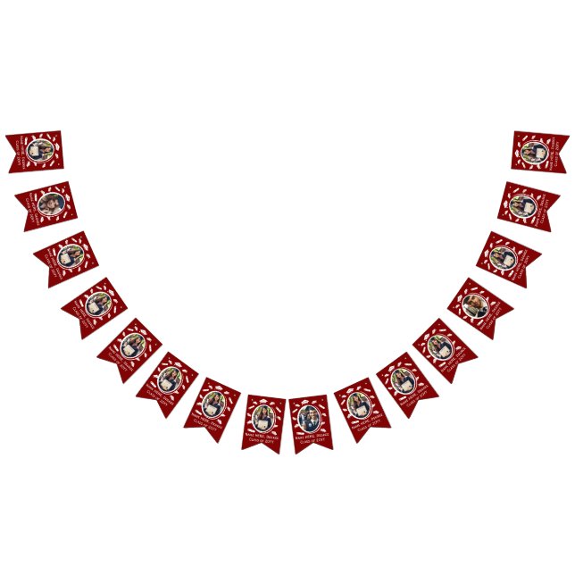 Custom 16-Photo Graduation Cap Toss Diploma Maroon Bunting (All)