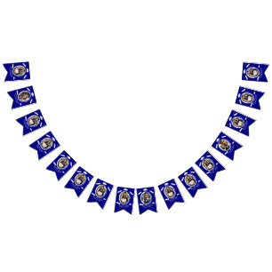 Custom 16 Photos Graduation Cap, Diploma on Blue Bunting