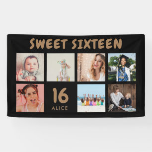 Custom 16th Birthday Party Photo Collage Banner
