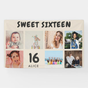 Custom 16th Birthday Party Photo Collage Banner