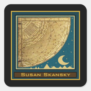 Custom 1775 Astrolabe Quadrant Bookplate Square Sticker