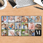 Custom 17 Photo Collage Personalised Monogram Desk Mat<br><div class="desc">This desk mat features a customisable photo collage perfect for showcasing your favourite pictures of family, pets, friends or grandparents. The modern and cute design is ideal for dog lovers, family, and friends, or anyone looking for a fun desk accessory. It's a great addition to any office space and can...</div>
