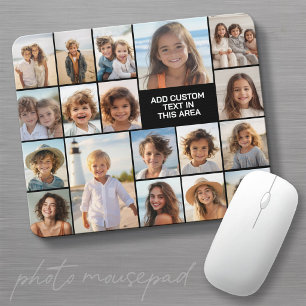 Custom 18 Photo Collage All Over - Black Mouse Mat