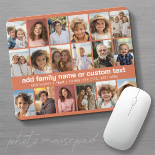 Custom 18 Photo Collage - Color with white text Mouse Mat