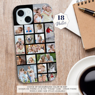 Custom 18 Photo Collage Your Colour iPhone 15 Case