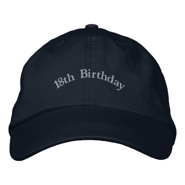 Custom 18th Birthday Adulthood Stylish Navy-Hat  Embroidered Hat (Front)