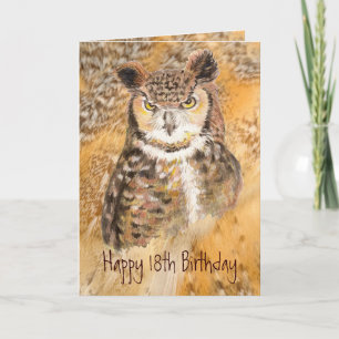 Custom 18th Birthday, Owl Wild & Crazy Card
