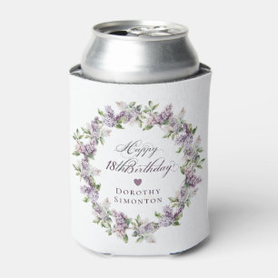 Custom 18th Birthday Purple Lilac Spring Flower Can Cooler
