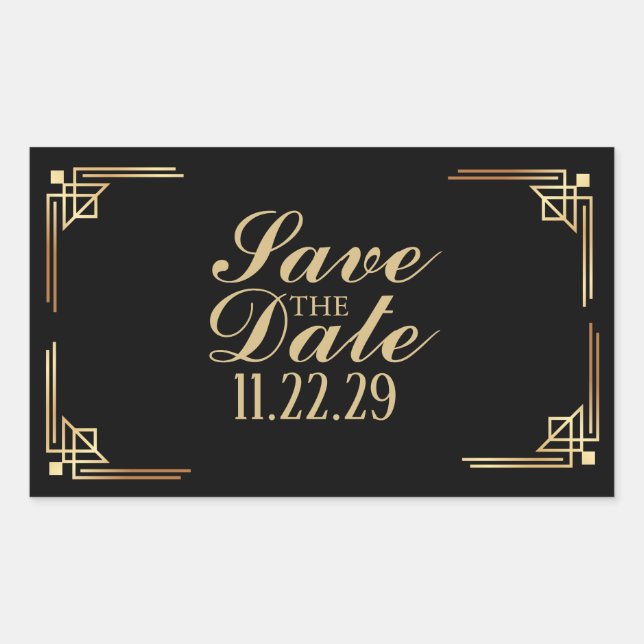 Custom 1920s Save the Date Large Sticker (Front)
