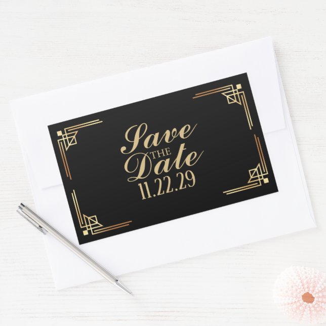 Custom 1920s Save the Date Large Sticker (Envelope)