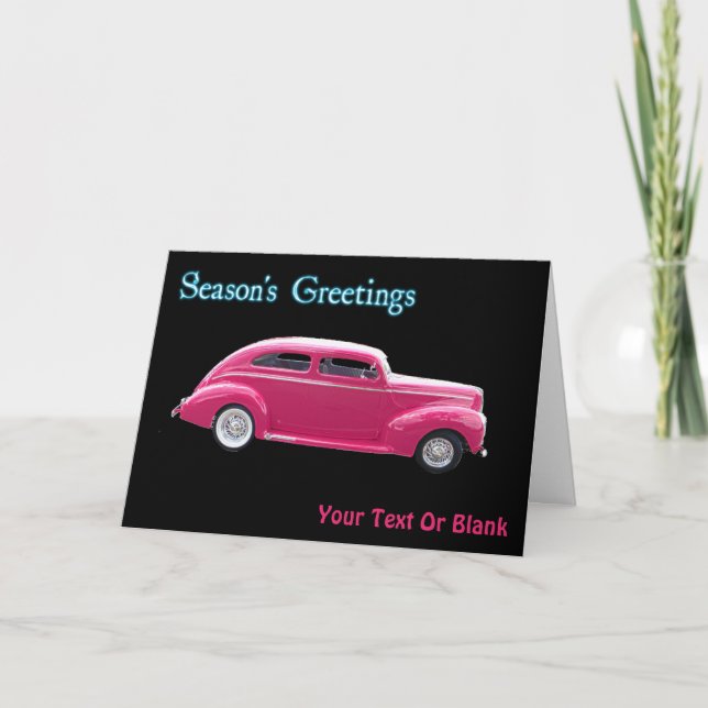 Custom 1940 Famous American Make Sedan Holiday Card (Front)