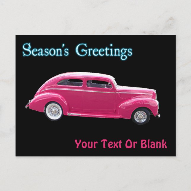 Custom 1940 Famous American Make Sedan Holiday Postcard (Front)