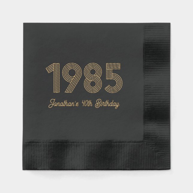 Custom 1985 40th Birthday Foil Stamped Napkins (Front)