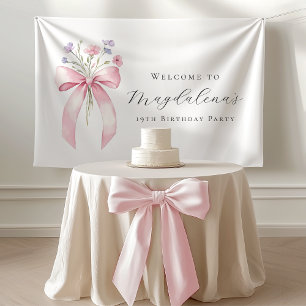 Custom 19th Birthday Banner Bow Wildflower