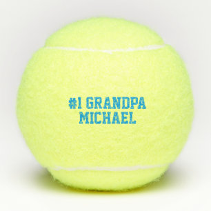Custom #1 Grandpa Father's Day Tennis Ball Blue