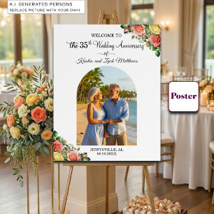Custom 1 Photo 35th Wedding Anniversary Welcome  Poster