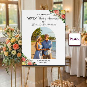 Custom 1 Photo 35th Wedding Anniversary Welcome  Poster