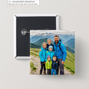 Custom 1 Photo Family 15 Cm Square Badge