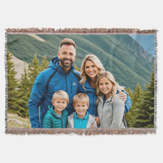 Custom 1 Photo Family Throw Blanket (Front)