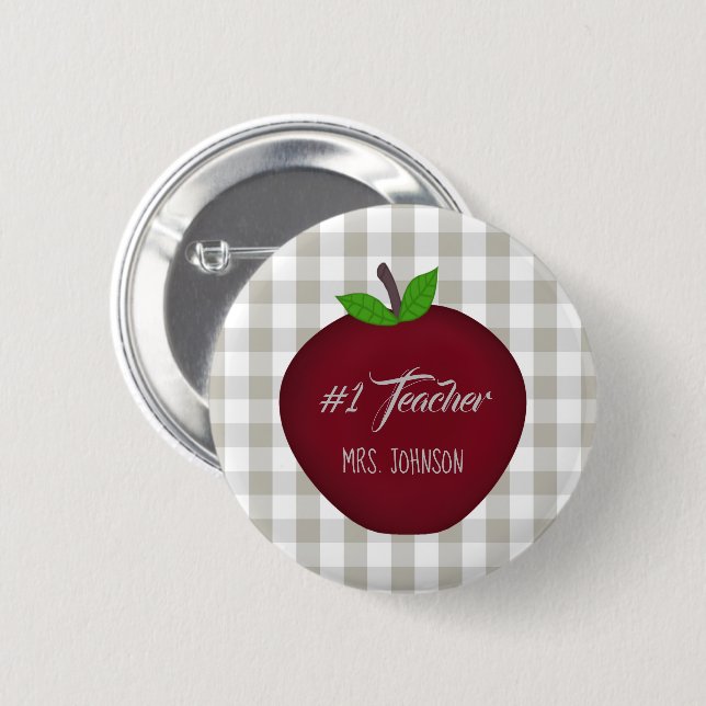 Custom #1 Teacher Button (Front & Back)