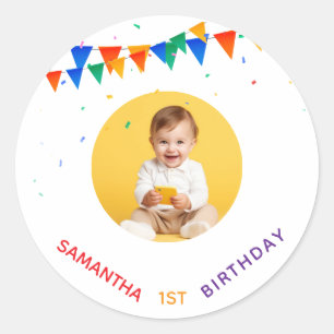 Custom 1st 2nd 3rd 10th 20th Birthday Party Classic Round Sticker