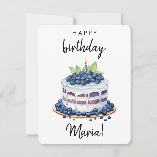 Custom 1st Birthday Cake Card, Personalised birth Holiday Card (Front)