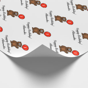 Custom 1st Birthday teddy bear wrapping paper