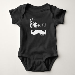 Custom 1st Mr. Onederful Bowtie Birthday Baby Bodysuit