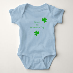 Custom 1st Saint Patrick's Day Lucky Shamrock Boy Baby Bodysuit