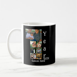 Custom 1st wedding anniversary 7 photo collage coffee mug
