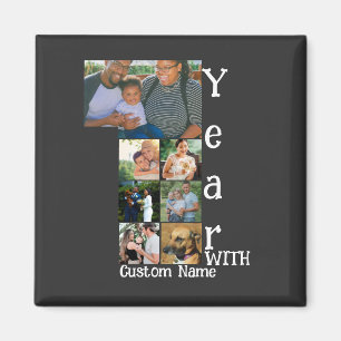 Custom 1st wedding anniversary 7 photo collage magnet