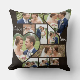 Custom 1st Wedding Anniversary Photo Collage Cushion