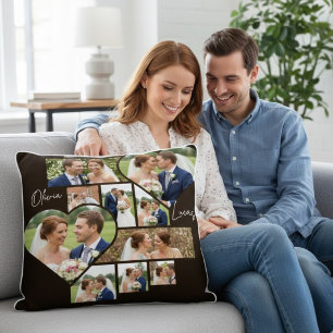 Custom 1st Wedding Anniversary Photo Collage Cushion
