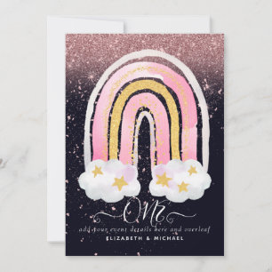 CUSTOM 1stBIRTHDAY Girly PInk Gold Glitter Rainbow