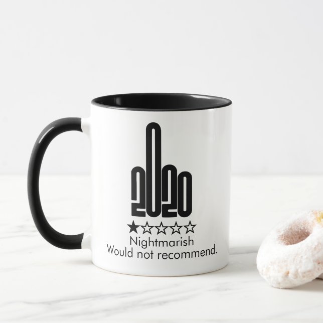 Custom 2020 Middle Finger 1 Star Review Coffee Mug (With Donut)