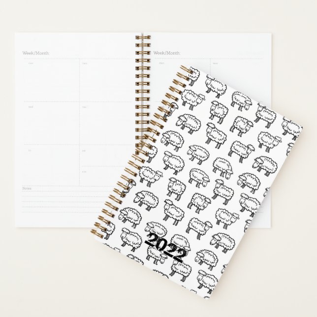 Custom 2022 Cute Sheep Undated Monthly Weekly  Planner (Display)