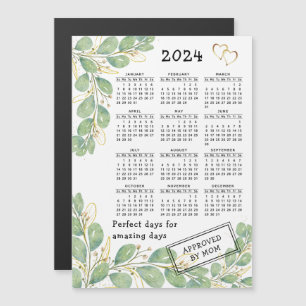 Custom 2024 Calendar Magnet Eucalyptus White Black