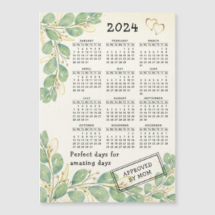 Custom 2024 Calendar Magnet Rustic Eucalyptus