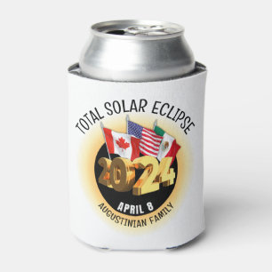 Custom 2024 TOTAL SOLAR ECLIPSE Flags Family Can Cooler