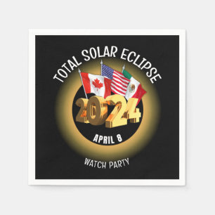 Custom 2024 TOTAL SOLAR ECLIPSE Flags Napkin