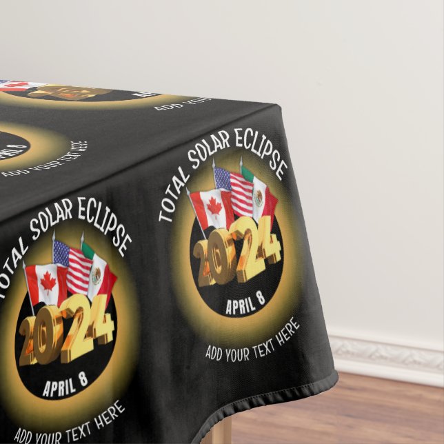 Custom 2024 TOTAL SOLAR ECLIPSE Flags Tablecloth (In Situ)