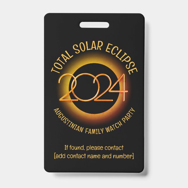 Custom 2024 TOTAL SOLAR ECLIPSE Lost Child Group ID Badge (Front)