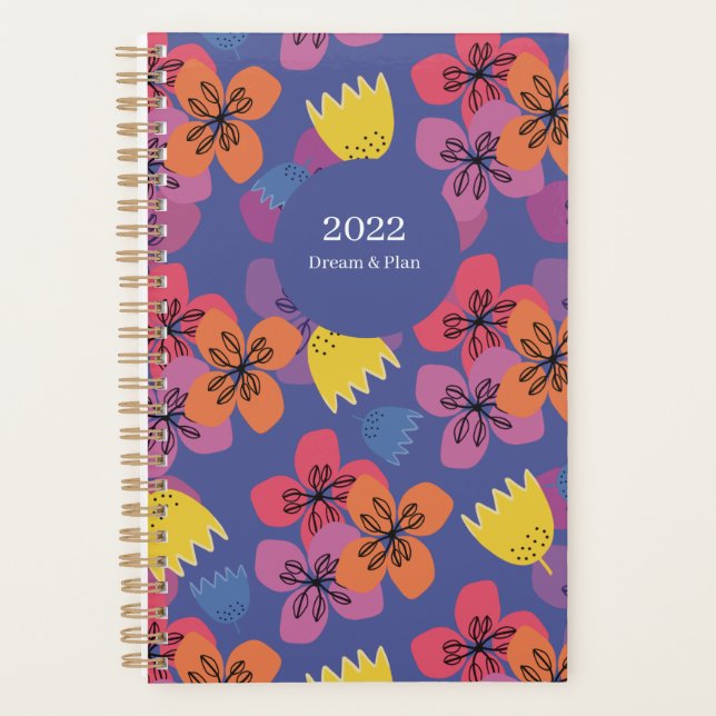 custom 2025 blue flowers quote monthly Planner (Front)