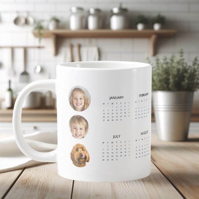 Custom 2025 Calendar with Three Photos  Giant Coff Large Coffee Mug (Creator Uploaded)