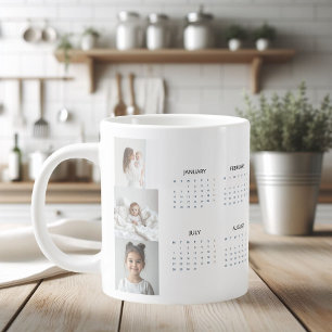Custom 2025 Calendar with Three Photos Large Coffee Mug