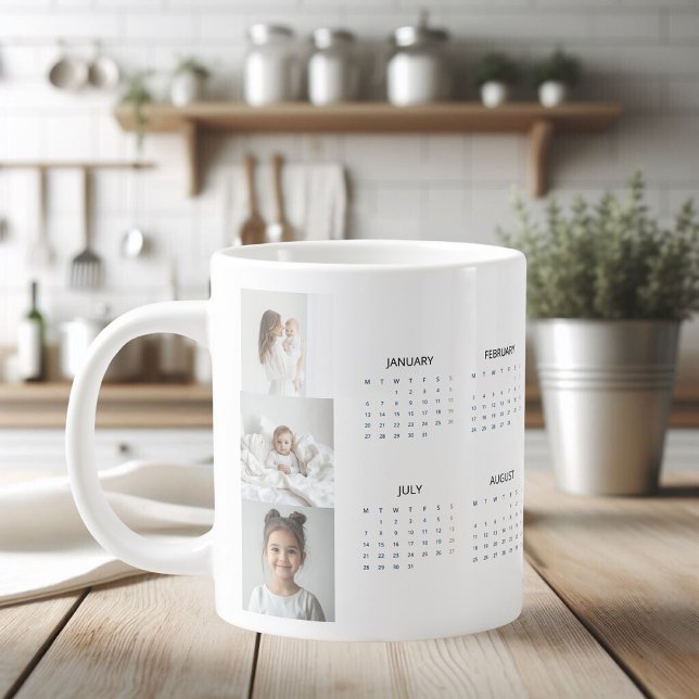 Custom 2025 Calendar with Three Photos  Large Coffee Mug (Creator Uploaded)