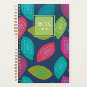 Custom 2025 colourful planner monogram leaves
