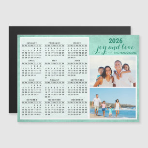 Custom 2025 Magnet Calendar Family Photo Green